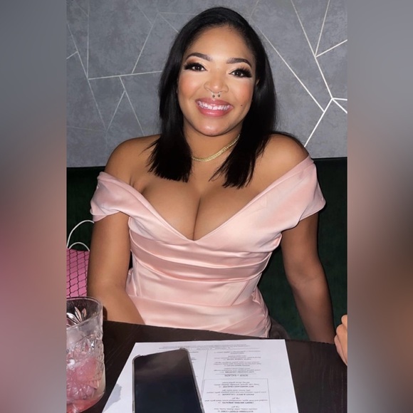 House of CB Blush Pink Off-Shoulder Wedding Dress - Picture 4 of 5